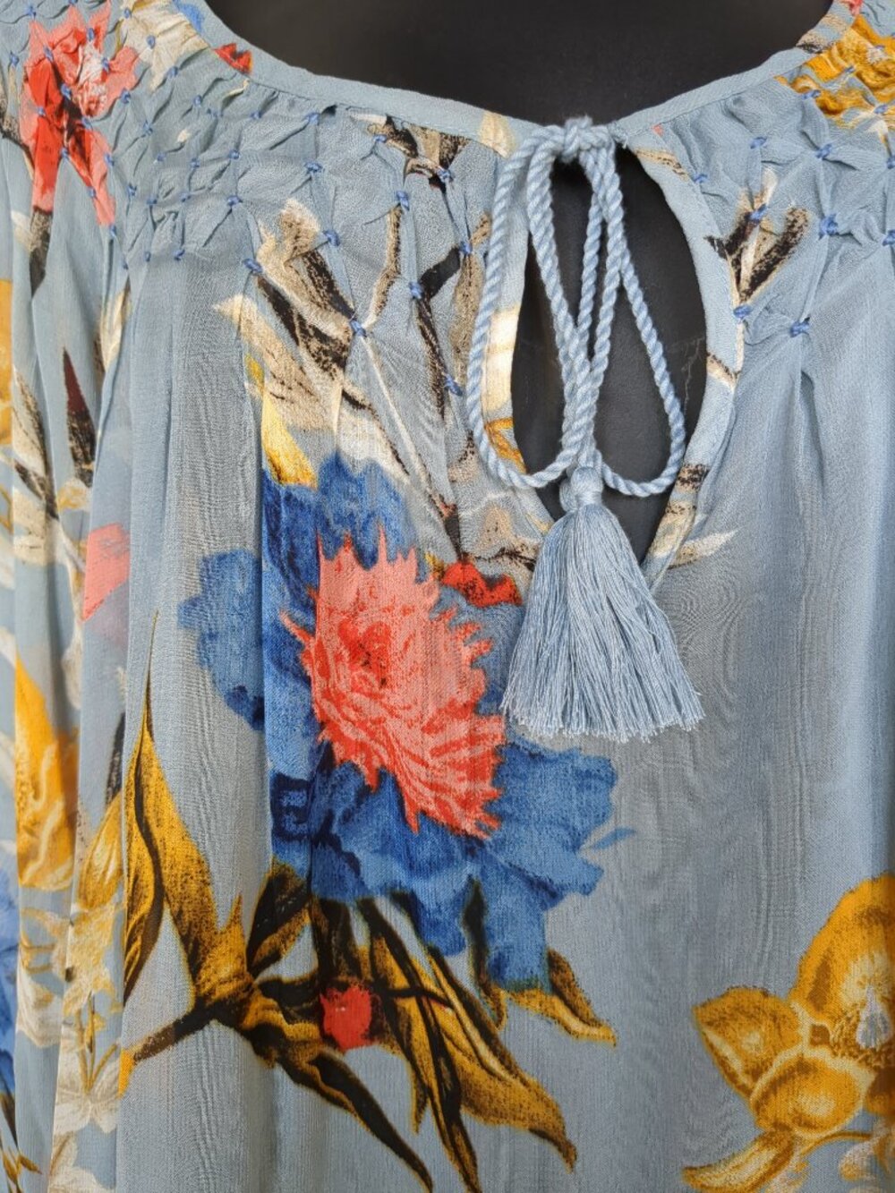 L Lucky Brand Long Sleeved Sheer Floral Tunic Top - Picture 2 of 13